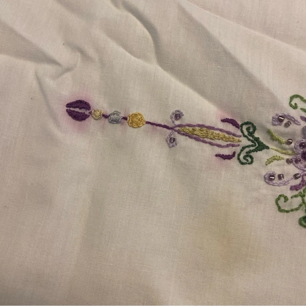 White Embroidered Tablecloth with Cross Design